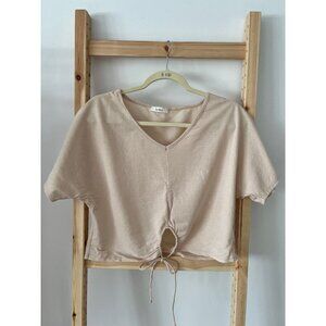 Très Bien Front Tie Beige Crop Top ( S )